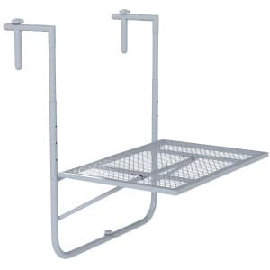 Outsunny Balkonhangtafel opklapbaar 4-voudig verstelbare hangtafel van metaal, weerbestendig balkontafel 60x40 cm Grijs