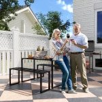 Outsunny Biertafelset, weerbestendig metaal, perfect voor buiten, 4-persoons, Eenvoudig te onderhouden oppervlak, 110 x 55 x 70 cm, zwart | Aosom.nl