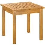 Outsunny Bijzettafel 48 x 48 cm Weerbestendig Tuintafel met Lattenontwerp Verstelbare Voeten, Vierkant