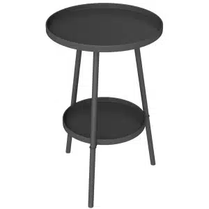 Outsunny Bijzettafel tuin tweelaags tuintafel met verhoogde randen ronde balkontafel Ø32 x 51H cm