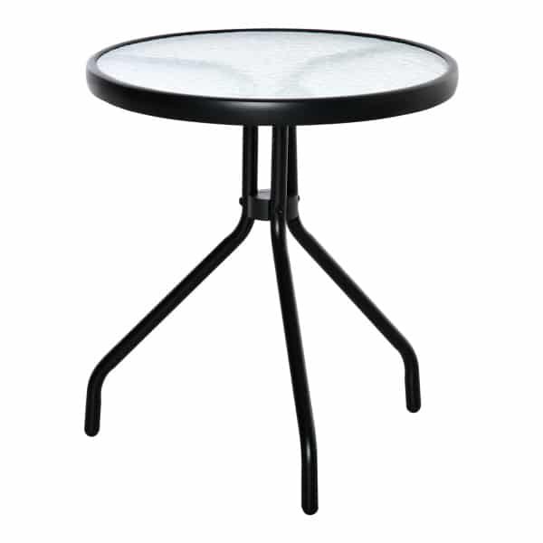 Outsunny Bijzettafel tuin weerbestendige tuintafel met glasblad, balkontafel van metaal Ø50x55H cm
