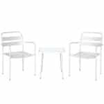Outsunny Bistroset 3-delig metalen tuinmeubelset met 2 tuinstoelen, glazen tafel, lattenontwerp, roestbestendig