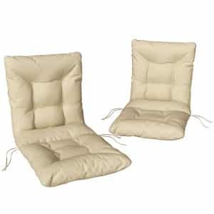 Outsunny Buitensitzkussen met rugleuning en banden, waterafstotend kussen voor binnen en buiten, Beige