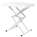 Outsunny Buitentafel, Draagbare Tafel voor Buiten van Kunststof en Metaal, Bistrotafel, voor Terras en Tuin, Wit