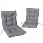 Outsunny Buitenzitkussen met rugleuning en banden, waterafstotend kussen voor binnen en buiten, lichtgrijs