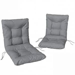 Outsunny Buitenzitkussen met rugleuning en banden, waterafstotend kussen voor binnen en buiten, lichtgrijs