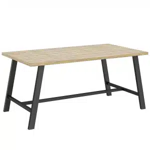 Outsunny Outdoor-salontafel, rechthoekige metalen bijzettafel met tafelblad in houtlook, 100 x 55 cm, Bruin