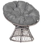 Outsunny Papasan fauteuil, comfortabele rieten stoel, 360° draaibaar, stijlvol rotan design, grijs, perfect voor binnen en buiten | Aosom.nl
