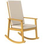Outsunny Schommelstoel van Acaciahout Schommelstoel met Hoge Rugleuning Kussens tot 160 kg 60 x 89 x 107 cm Beige