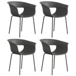 Outsunny Tuinstoelen set van 4 ergonomische balkonstoelen met uitsnijdingsdesign armleuning weerbestendig roestvrij Donkergrijs