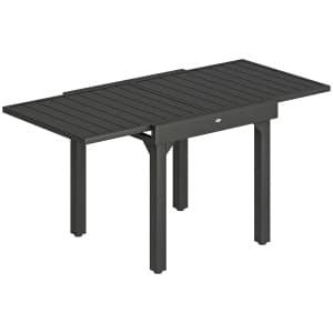 Outsunny Tuintafel Uitschuifbaar 80/160 x 80 cm Aluminium Eettafel voor 4-6 Personen, Rechthoekig met Lamellenblad