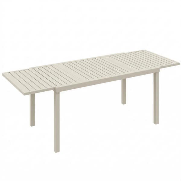 Outsunny Uitschuifbare Tuintafel 150/225 x 85 cm Aluminium Eettafel voor 6-8 Personen, Rechthoekig Lamellenontwerp