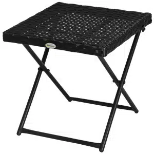 Outsunny polyrattan balkontafel, inklapbaar, stevig stalen frame, onderhoudsvriendelijk, ruimtebesparend, 40x40x40 cm, zwart | Aosom.nl