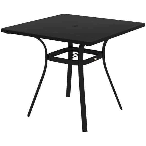 Outsunny tuintafel, stevig stalen frame, ideaal voor 4 personen, weerbestendig, 80 x 80 x 72 cm, modern ontwerp, zwart | Aosom.nl