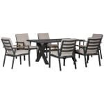 Outsunny zitgroep 7-delig, luxe balkonset met kussens, weerbestendig, eenvoudig te onderhouden, 1 tafel + 6 stoelen, zwart | Aosom.nl