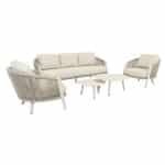 Perpignan Loungeset 3-zits met 2 loungestoelen en set koffietafels in latte