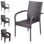 Polyrattan Stapelstoel Comfort Set van 4 kleur Bruin