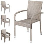 Polyrattan Stapelstoel Comfort Set van 4 kleur Creme