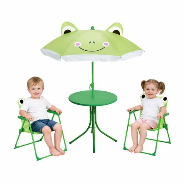 Pro Garden Tuinset Kikker - groen - verstelbare parasol