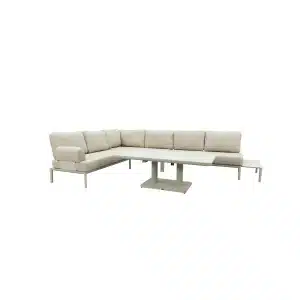 Qopps Alfie hoek loungeset met Rizon up down tuintafel