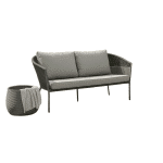 Reims lounge bench 2-seater 173x81x83,5 light grey alu/rope anthracite Eurofar - Eurofar