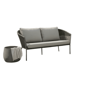 Reims lounge bench 2-seater 173x81x83,5 light grey alu/rope anthracite Eurofar - Eurofar