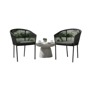 Reims stackable dining chair black alu/rope black Eurofar - Eurofar