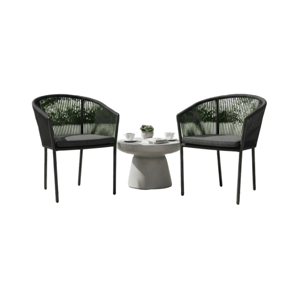 Reims stackable dining chair black alu/rope black Eurofar - Eurofar