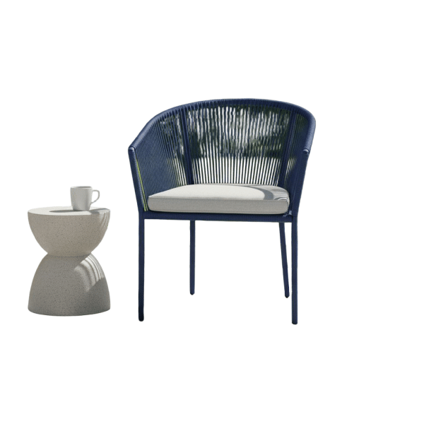 Reims stackable dining chair indigo alu/rope indigo Eurofar - Eurofar