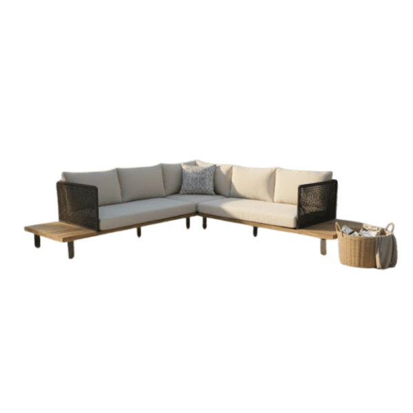 Tenerife lounge corner set 2pcs anthracite alu/rope anthracite acacia teak look Eurofar - Eurofar