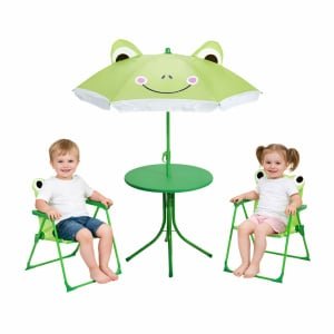 Tuinset Kikker - groen - polyester - verstelbare parasol - kinder tuinset - voor kinderen