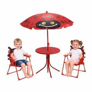 Tuinset Lieveheersbeestje - rood - polyester - verstelbare parasol - kinder tuinset - voor kinderen