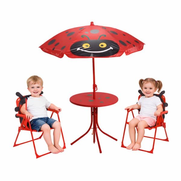 Tuinset Lieveheersbeestje - rood - polyester - verstelbare parasol - kinder tuinset - voor kinderen