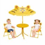 Tuinset Tijger - geel - polyester - verstelbare parasol - kinder tuinset - voor kinderen