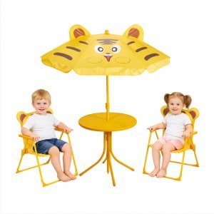 Tuinset Tijger - geel - polyester - verstelbare parasol - kinder tuinset - voor kinderen