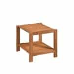 Tuintafel met Twee Niveaus Houten Bijzettafel voor in de Tuin met Parasolgat Lattenblad 51 x 48 x 45 cm