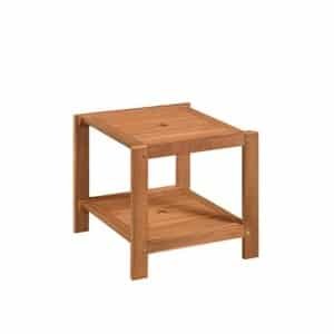 Tuintafel met Twee Niveaus Houten Bijzettafel voor in de Tuin met Parasolgat Lattenblad 51 x 48 x 45 cm