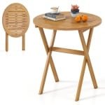Tuintafel met een Diameter van 67 cm Ronde Balkontafel van Acaciahout Opvouwbare Bijzettafel met X-vormig Frame Draagvermogen tot 80 kg