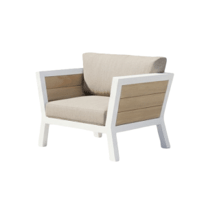 Valongo lounge chair 84,5x99x69 white alu/acacia teak look Eurofar - Eurofar