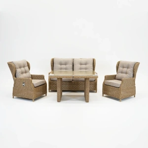 Vita Ibiza loungeset half dining verstelbaar 4-delig wicker