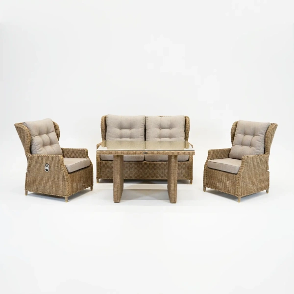 Vita Ibiza loungeset half dining verstelbaar 4-delig wicker