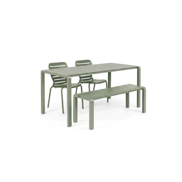 Zuiver Tuinset Vondel Met tuintafel, 2 stoelen en bankje, 168 x 87cm - Groen