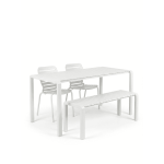 Zuiver Tuinset Vondel Met tuintafel, 2 stoelen en bankje, 168 x 87cm - Wit