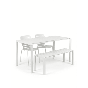 Zuiver Tuinset Vondel Met tuintafel, 2 stoelen en bankje, 168 x 87cm - Wit