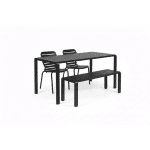 Zuiver Tuinset Vondel Met tuintafel, 2 stoelen en bankje, 168 x 87cm - Zwart