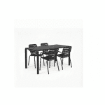 Zuiver Tuinset Vondel Met tuintafel en 4 stoelen, 168 x 87cm - Zwart