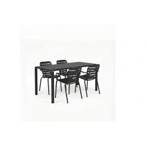 Zuiver Tuinset Vondel Met tuintafel en 4 stoelen, 168 x 87cm - Zwart