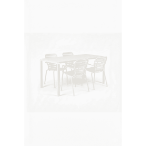 Zuiver Tuinset Vondel Met tuintafel en 4 stoelen met armleuning, 168 x 87cm - Wit