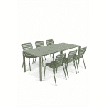 Zuiver Tuinset Vondel Met tuintafel en 6 stoelen, 214 x 97cm - Groen